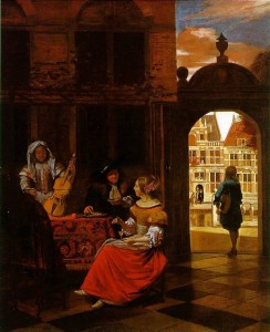 De Hooch Pieter-Musical party in a courtyard 1677    